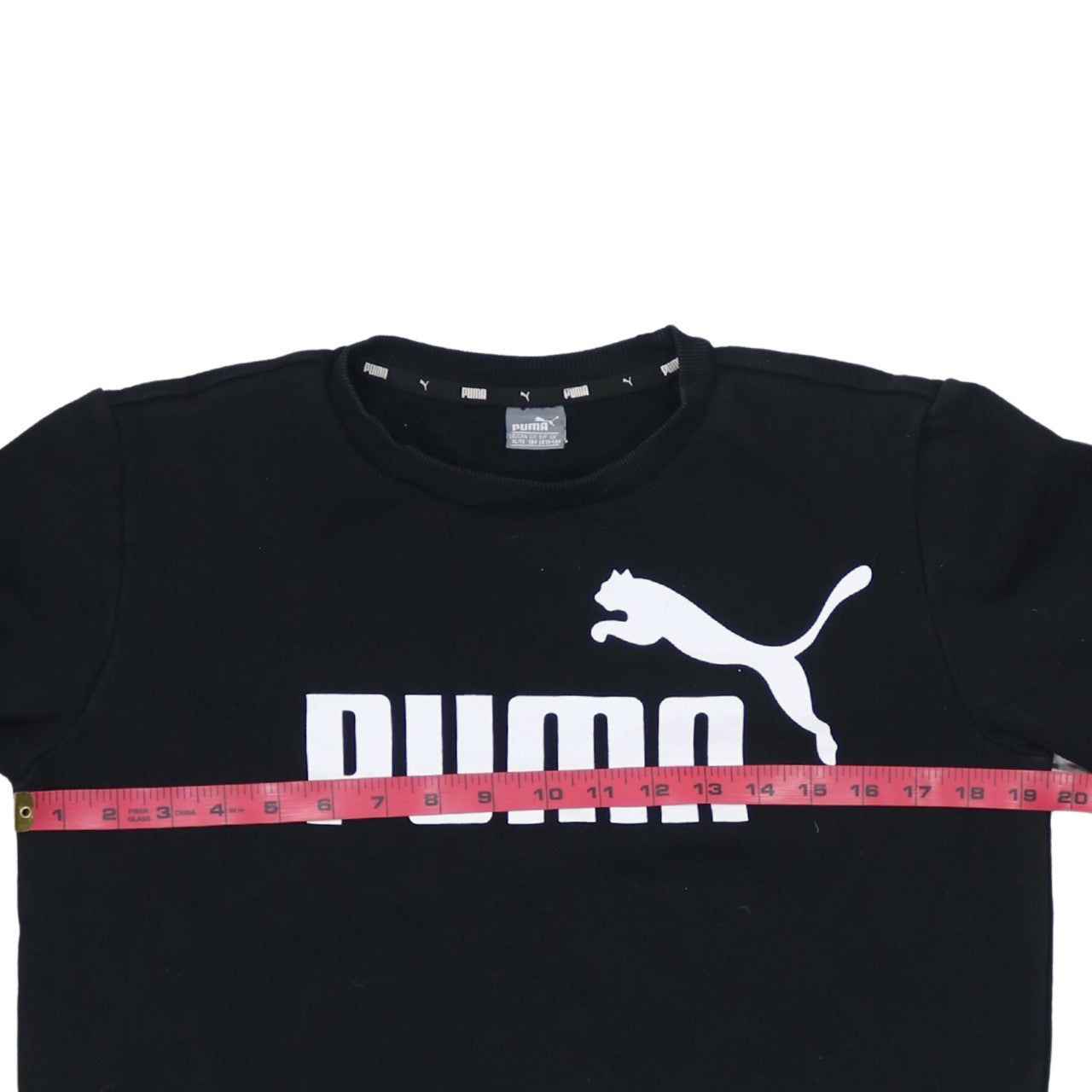 Puma Boys Black XL Crew Neck Pullover Sweatshirt with Logo Print