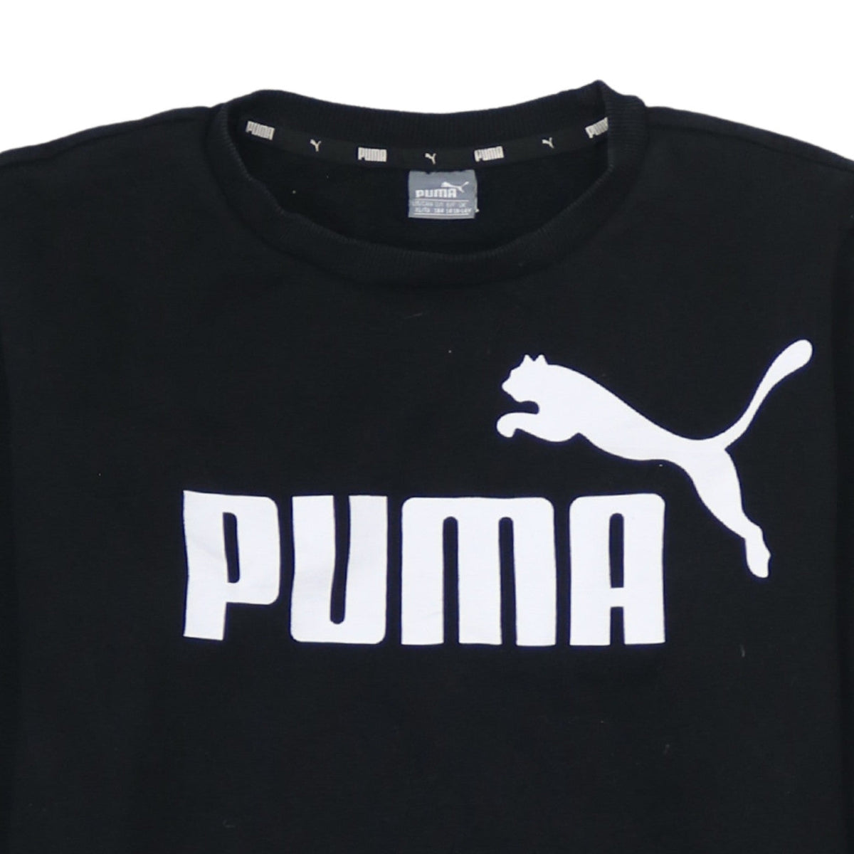 Puma Boys Black XL Crew Neck Pullover Sweatshirt with Logo Print