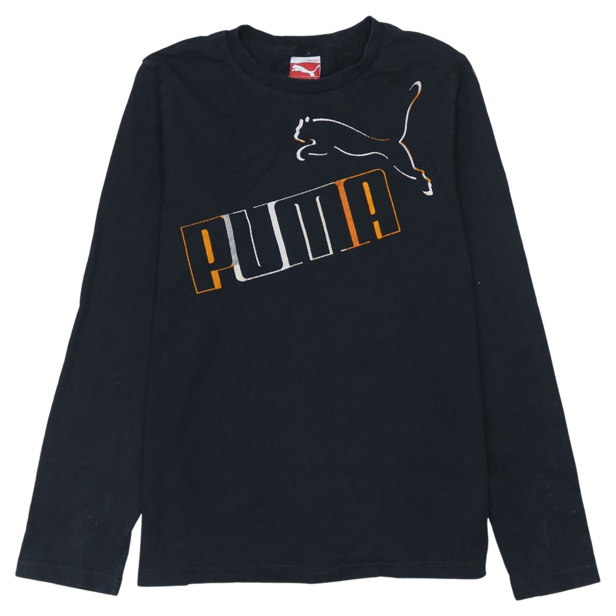 Puma Boys Black Long Sleeve Logo T-Shirt Size 14 Years Cotton