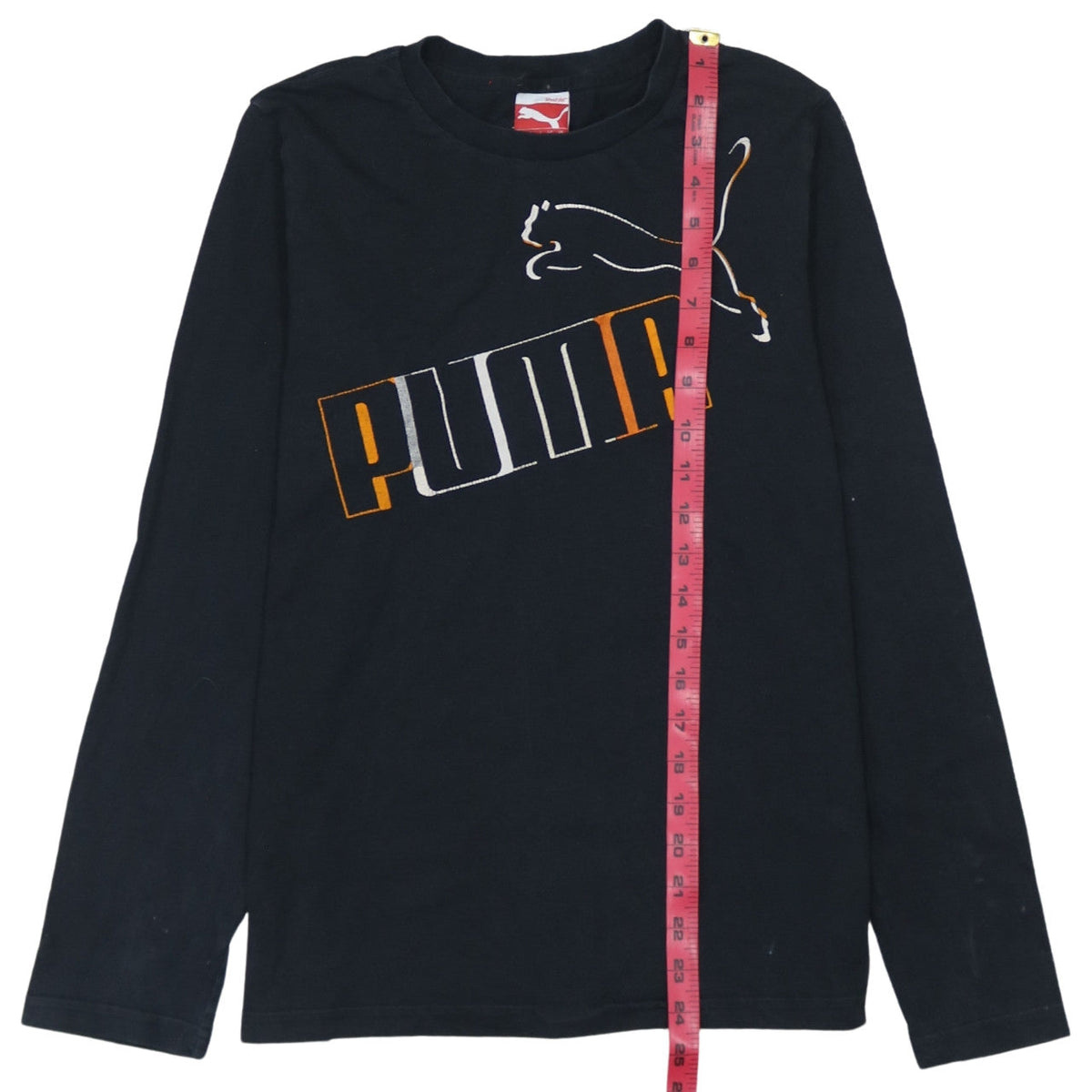Puma Boys Black Long Sleeve Logo T-Shirt Size 14 Years Cotton
