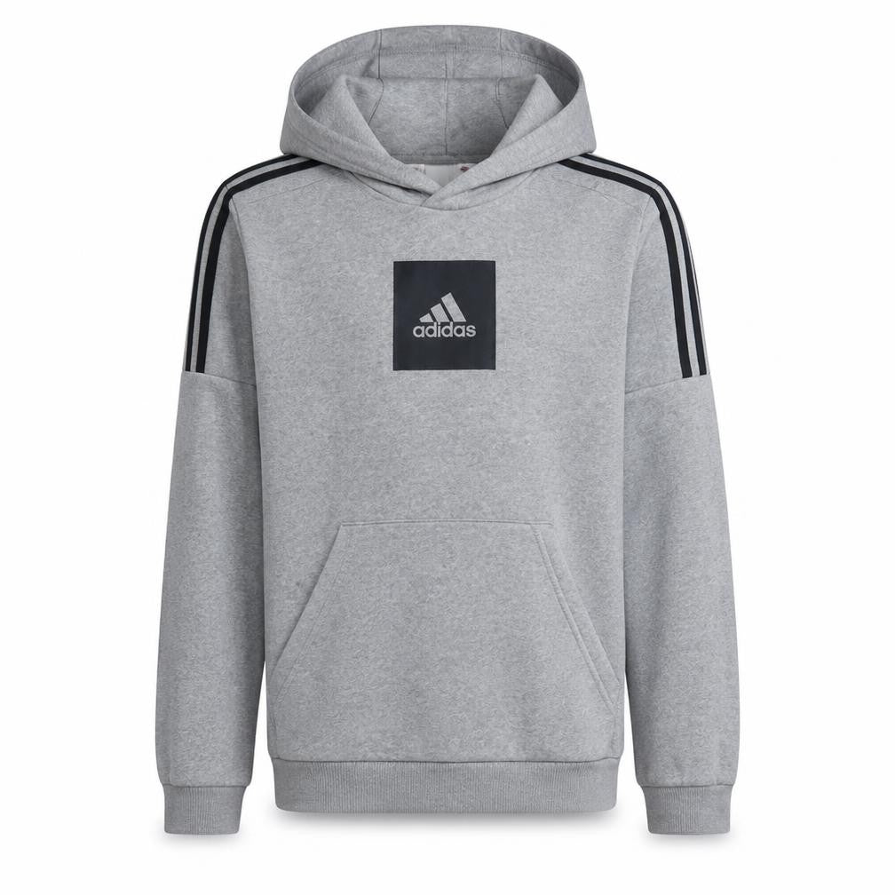Adidas Boys Grey Pullover Hoodie 15-16 Years Fleece Logo Sportswear