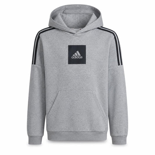 Adidas Boys Grey Pullover Hoodie 15-16 Years Fleece Logo Sportswear
