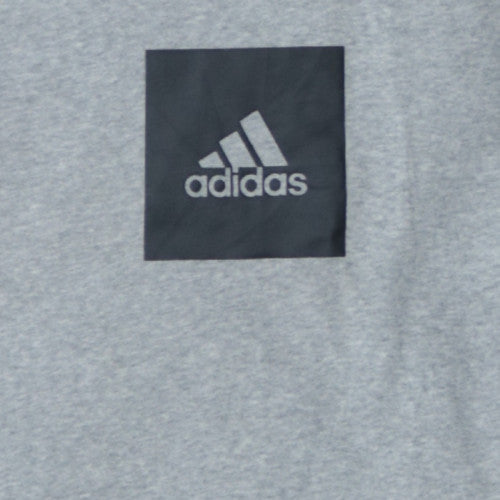 Adidas Boys Grey Pullover Hoodie 15-16 Years Fleece Logo Sportswear