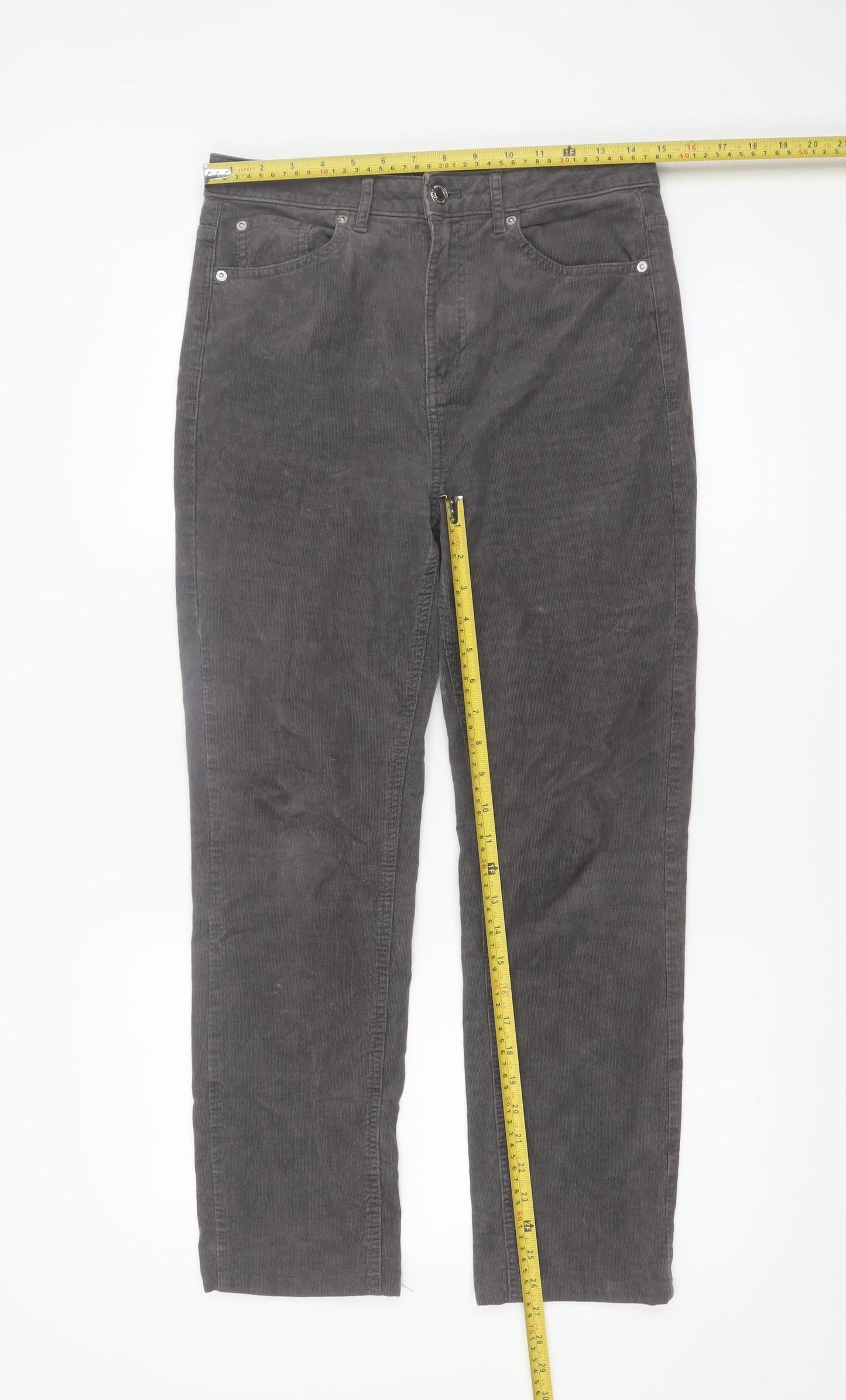 Marks and Spencer Women’s Grey Corduroy Chino Trousers Size 10 Regular