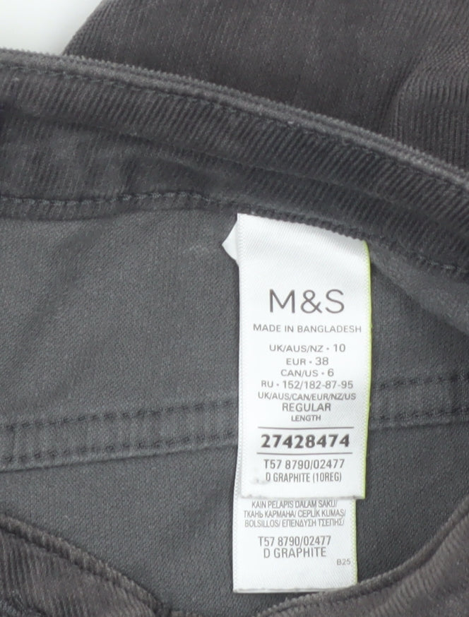 Marks and Spencer Women’s Grey Corduroy Chino Trousers Size 10 Regular