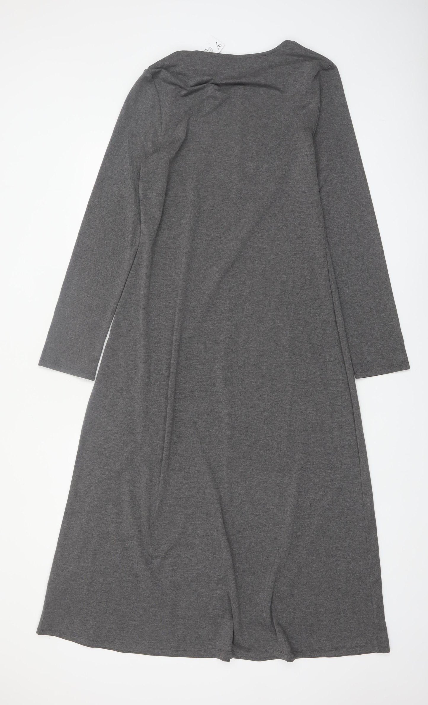 Primark Women Grey Midi Shift Dress Long Sleeve M