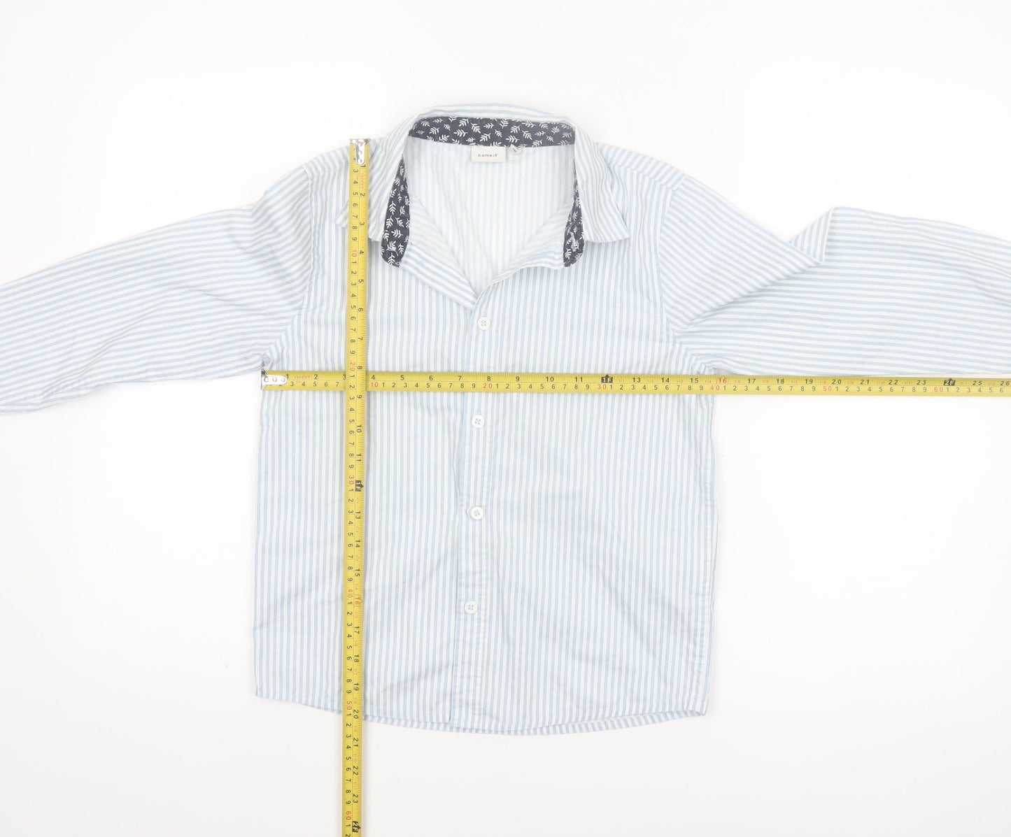 Name It Girls Blue Striped Cotton Long Sleeve Button-Up Shirt 9-10 Years