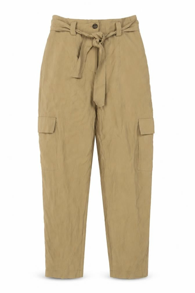 Dunnes Women's Beige High Waist Cargo Trousers Size 12