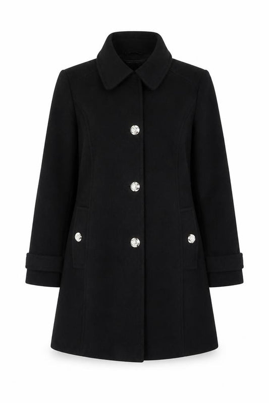Lipsy Women’s Black Mid-Length Polyester Overcoat UK 12