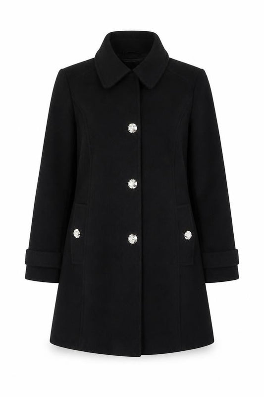 Lipsy Women’s Black Mid-Length Polyester Overcoat UK 12