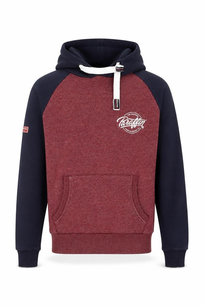 Paraffin Men’s Red & Navy Pullover Hoodie Size S Graphic Fleece