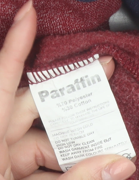 Paraffin Men’s Red & Navy Pullover Hoodie Size S Graphic Fleece