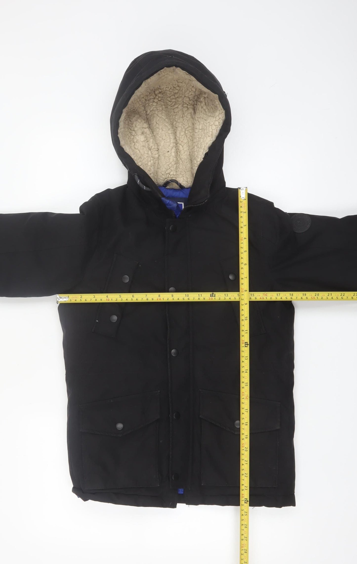 Jack & Jones Boys Black Hooded Parka Coat Size 152 Water Repellent Winter Jacket