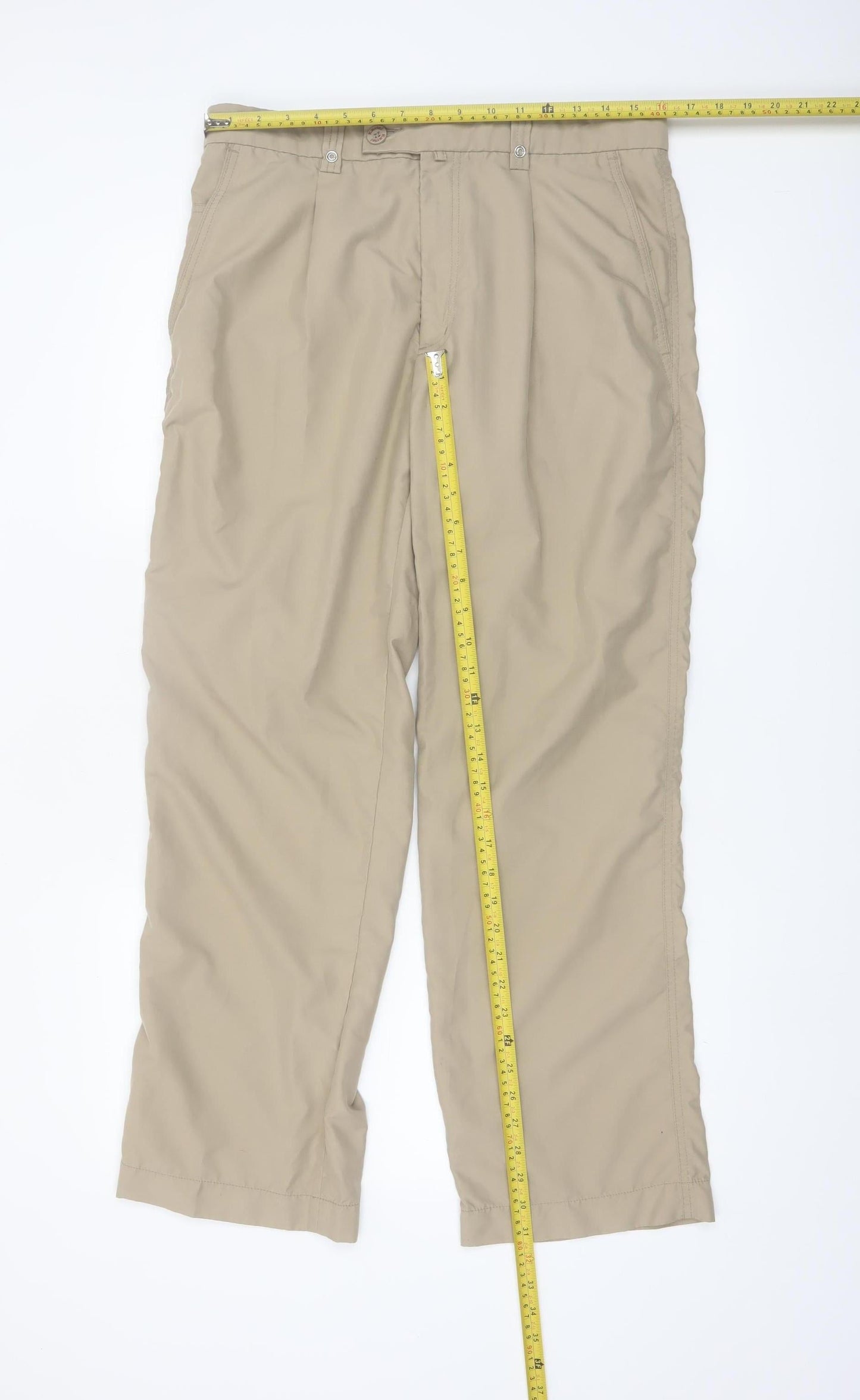 Kartel Men's Beige Chino Trousers 34S Regular Fit Lightweight