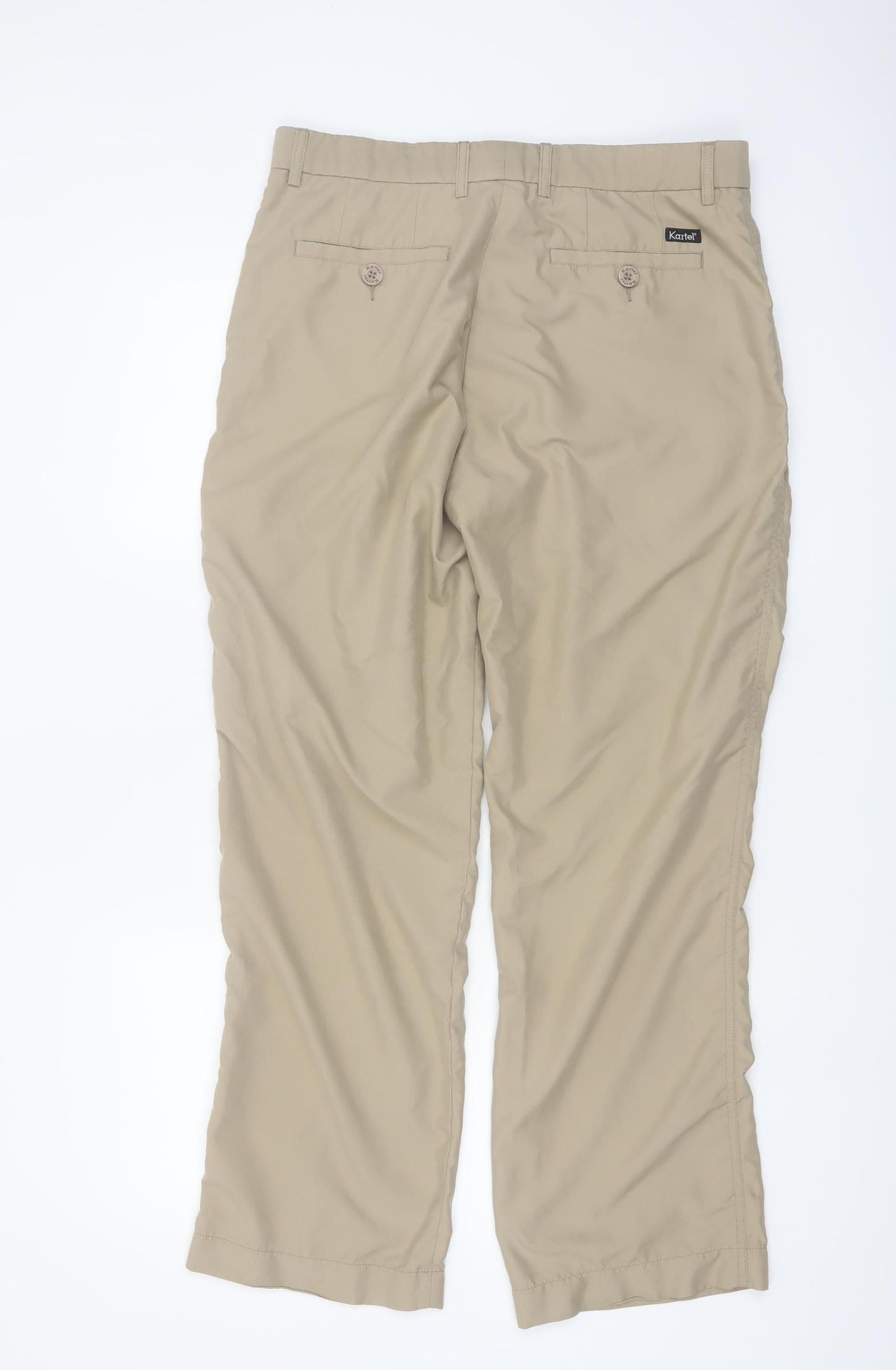 Kartel Men's Beige Chino Trousers 34S Regular Fit Lightweight