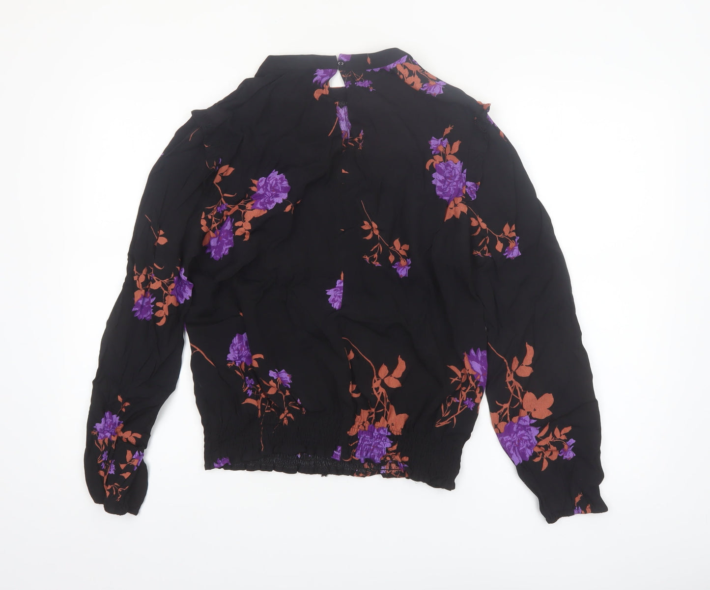 Oasis Womens Black Floral Long Sleeve Viscose Tunic Blouse UK 14