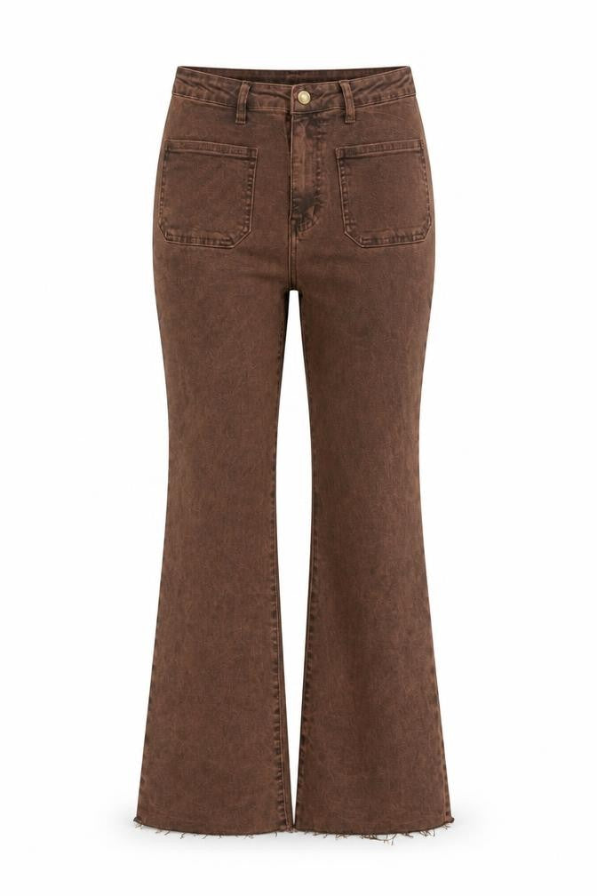 Folyrose Women Brown Flared Corduroy Jeans Size 12