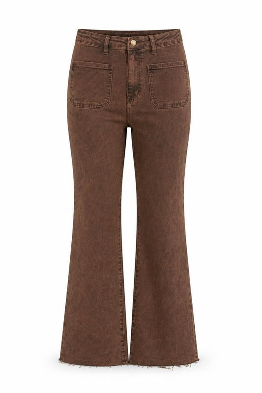 Folyrose Women Brown Flared Corduroy Jeans Size 12