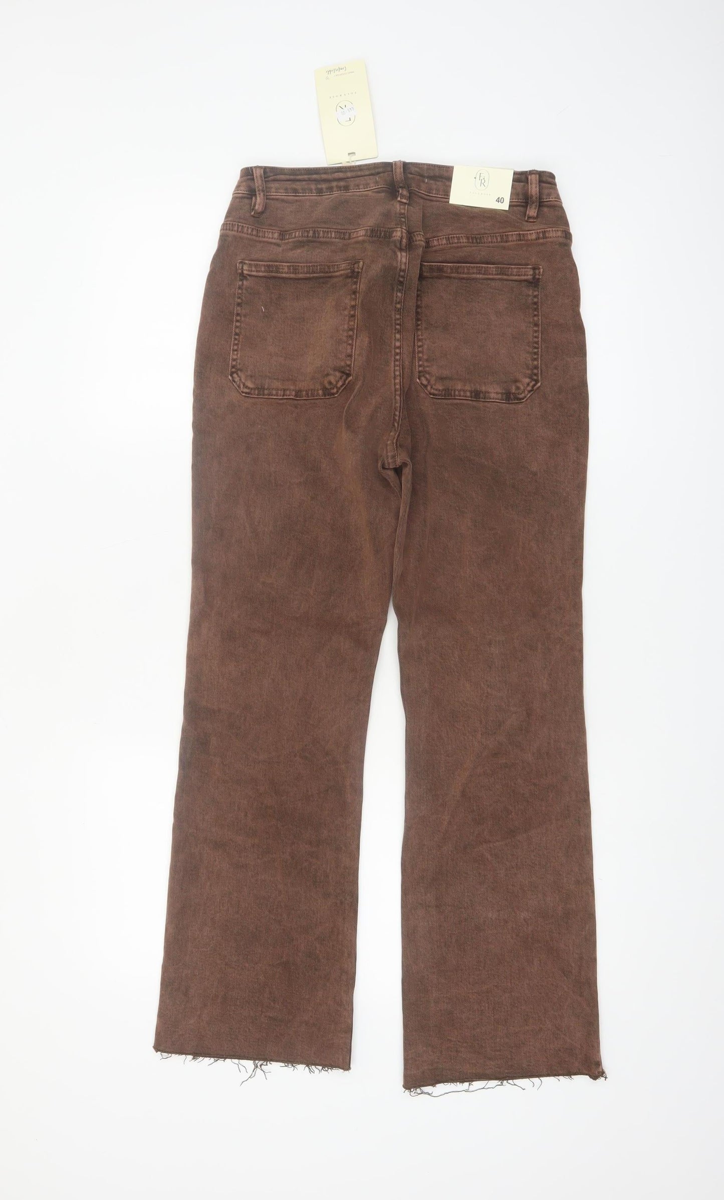 Folyrose Women Brown Flared Corduroy Jeans Size 12
