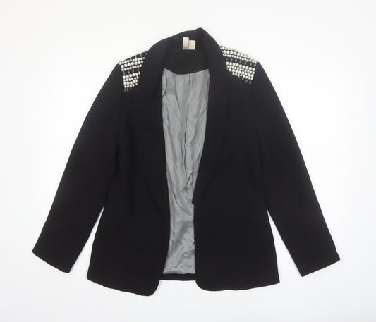Johnny's Fashion Women Black Shawl Lapel Embellished Blazer Size S