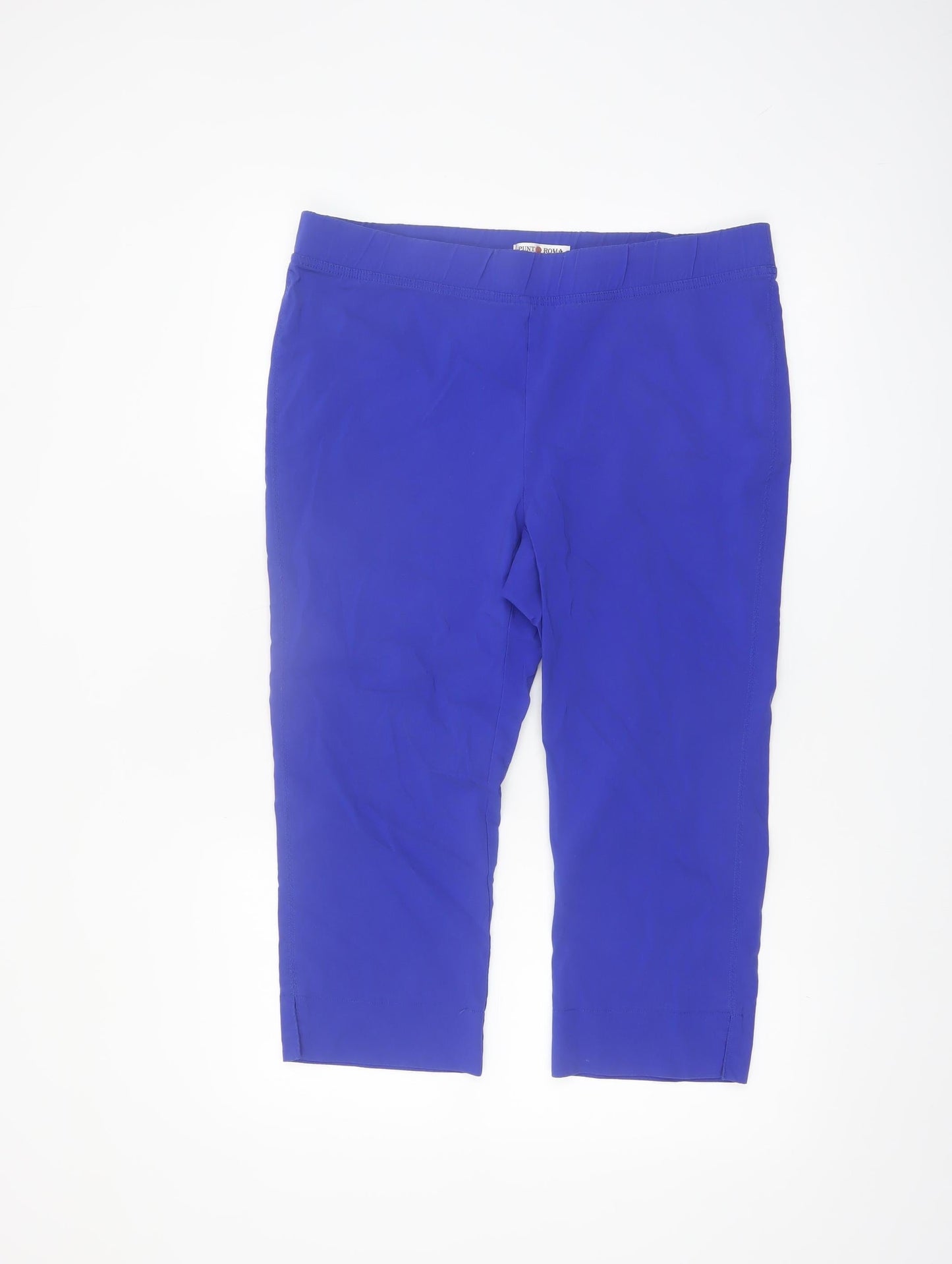 Punto Roma Women’s Blue Capri Trousers L Viscose Blend Stretch