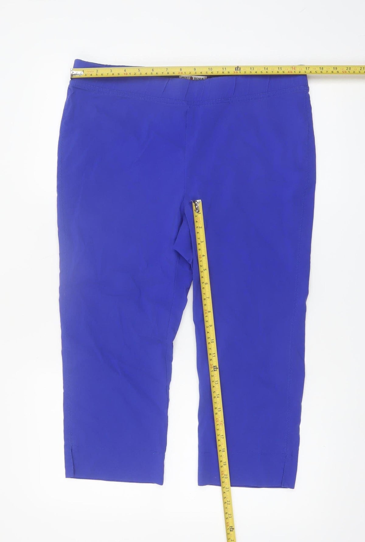 Punto Roma Women’s Blue Capri Trousers L Viscose Blend Stretch