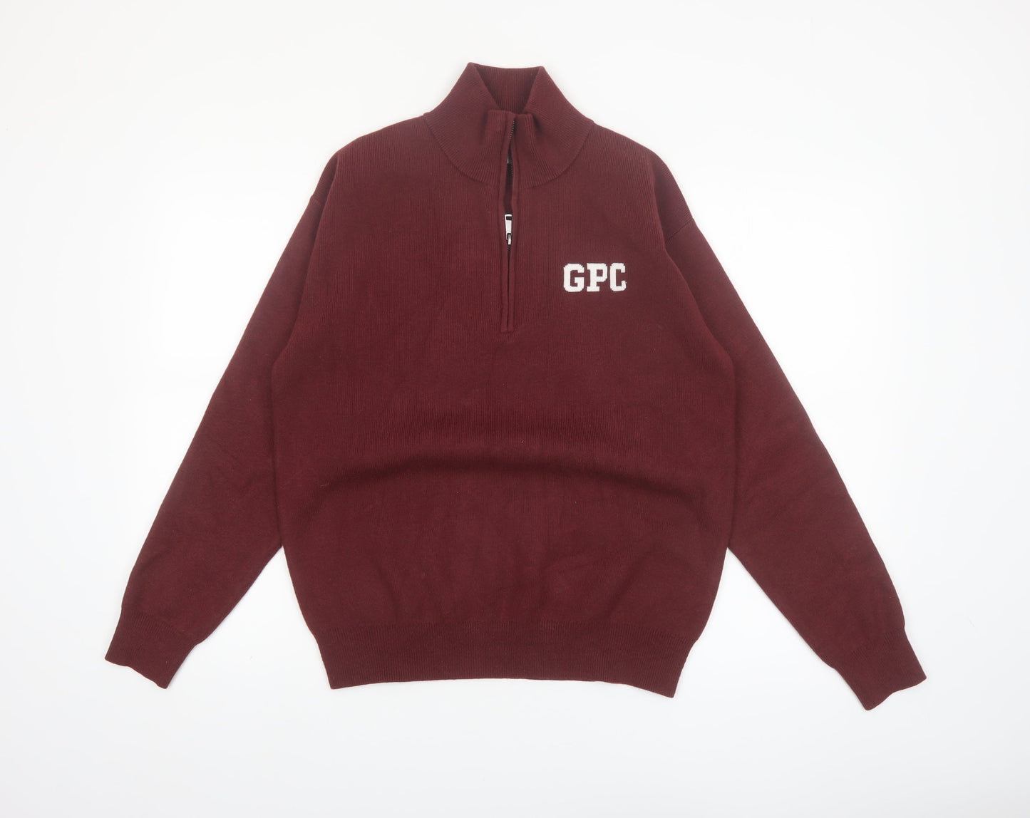 Gym+Coffee Men’s Red XS 1/4 Zip High Neck Knit Jumper