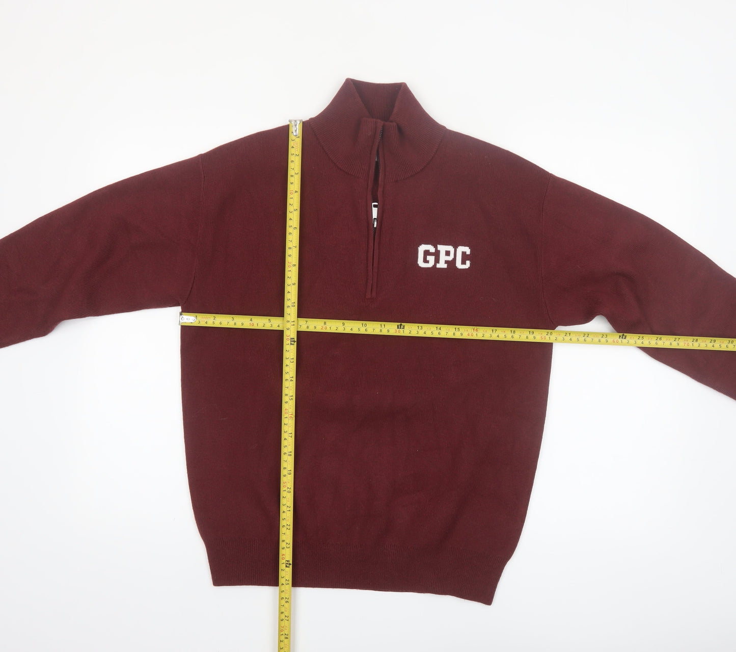 Gym+Coffee Men’s Red XS 1/4 Zip High Neck Knit Jumper