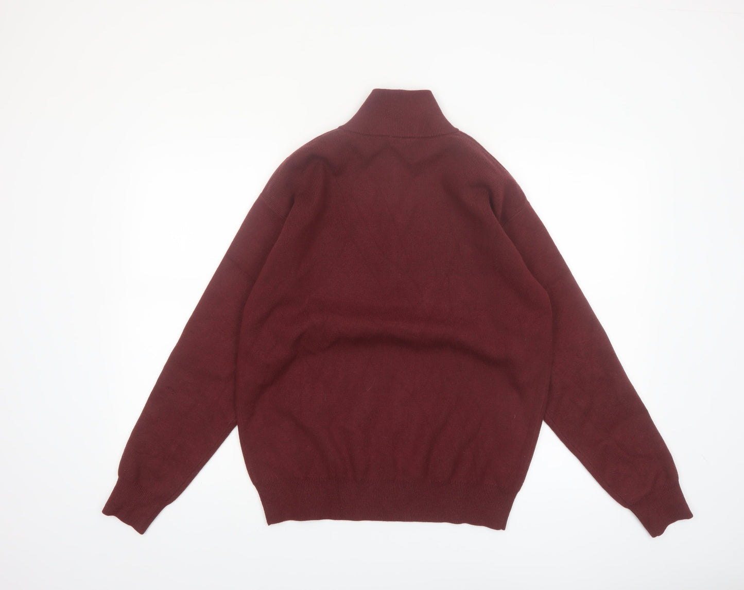 Gym+Coffee Men’s Red XS 1/4 Zip High Neck Knit Jumper