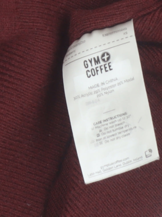 Gym+Coffee Men’s Red XS 1/4 Zip High Neck Knit Jumper