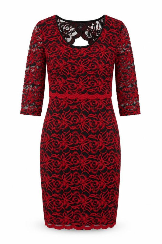 Marks & Spencer Women's Red Lace Sheath Dress Size 10