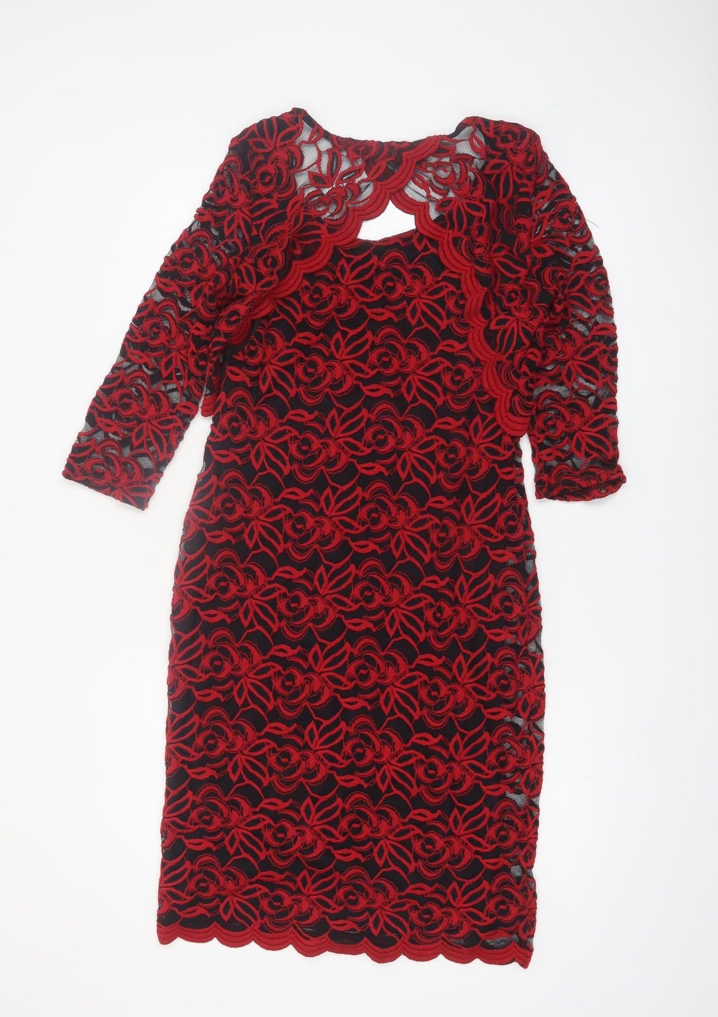 Marks and Spencer Women's Red Lace Sheath Dress Size 10