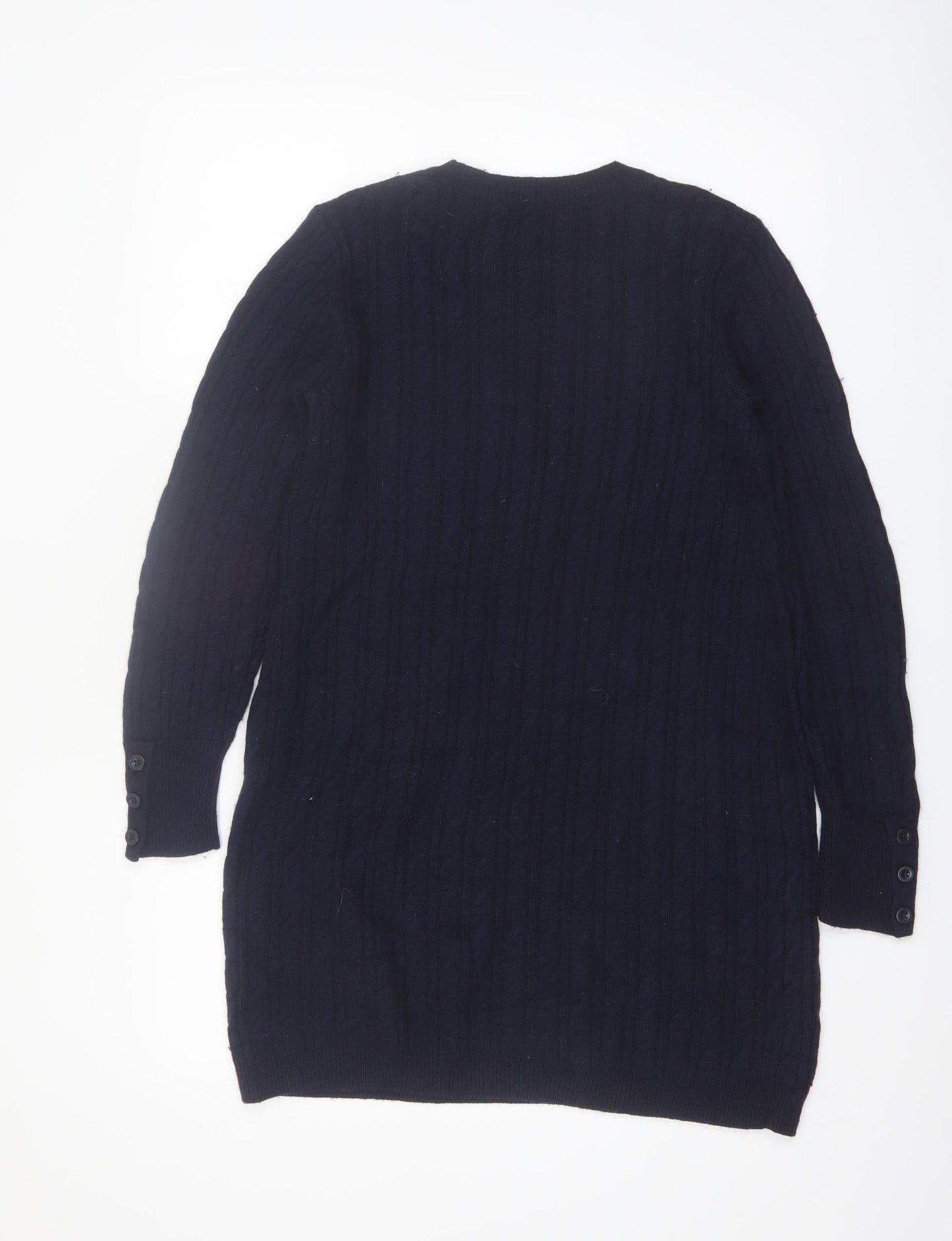 Laura Ashley Women's Black Wool Knit Jumper Dress Size 12