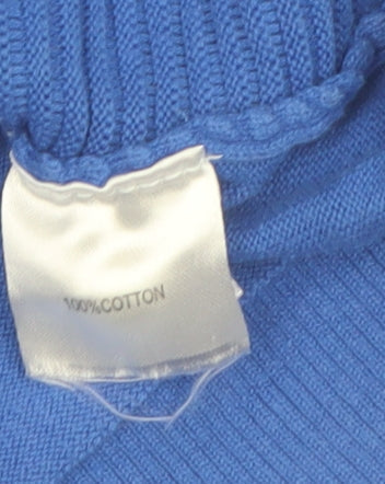 Alice Collins Women's Blue Cotton Crew Neck Jumper Size 14
