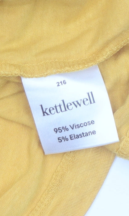 Kettlewell Women’s Yellow Cowl Neck 3/4 Sleeve Jersey Blouse Size S
