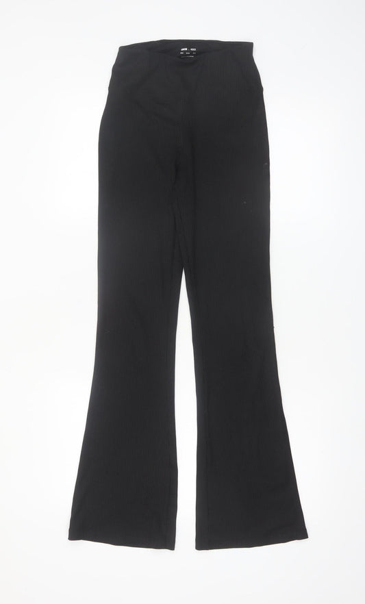 ASOS 4505 Women's Black UK 8 Flared Ribbed Trousers