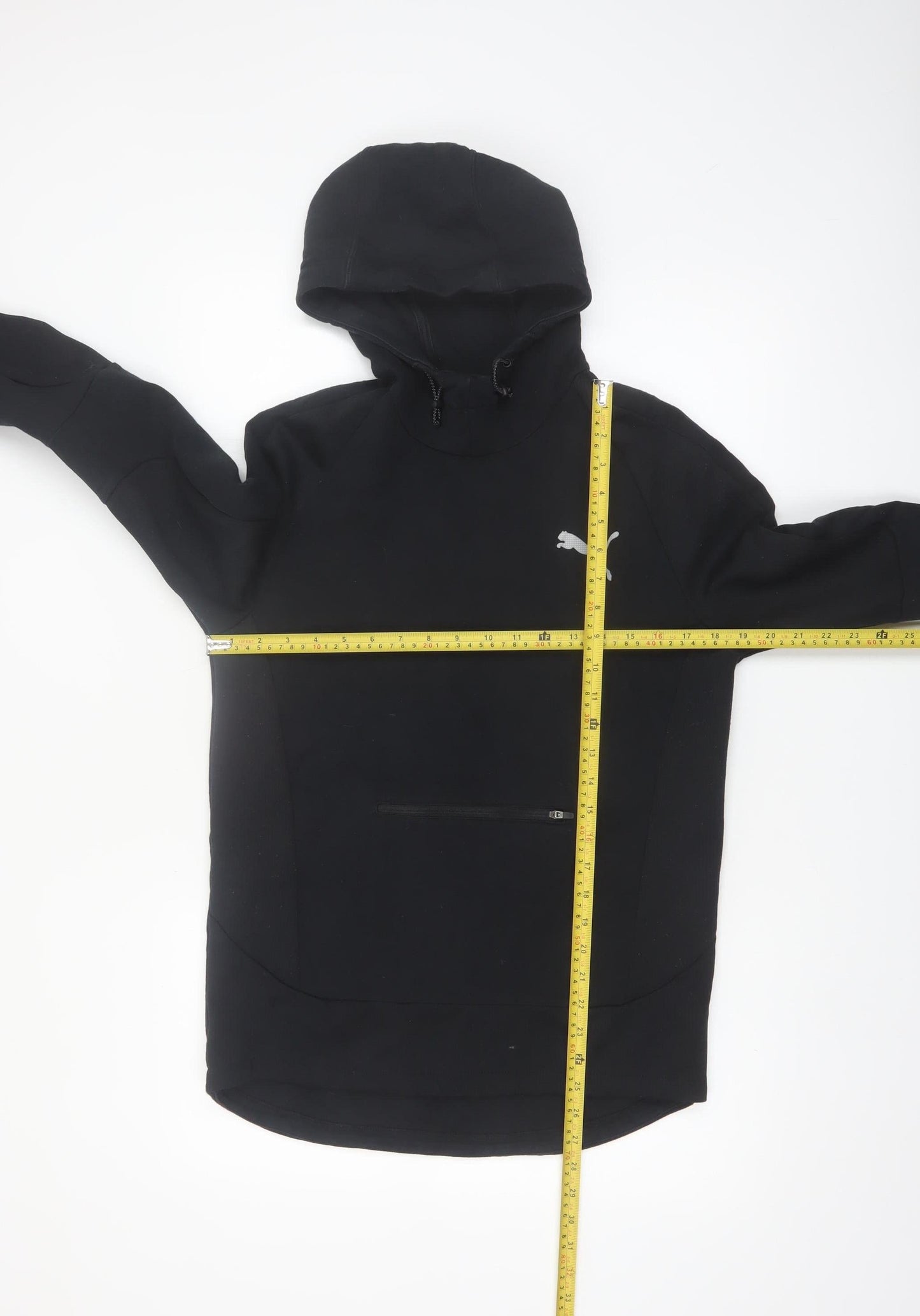 Puma Womens Black Medium Pullover Hoodie with Zip Pocket