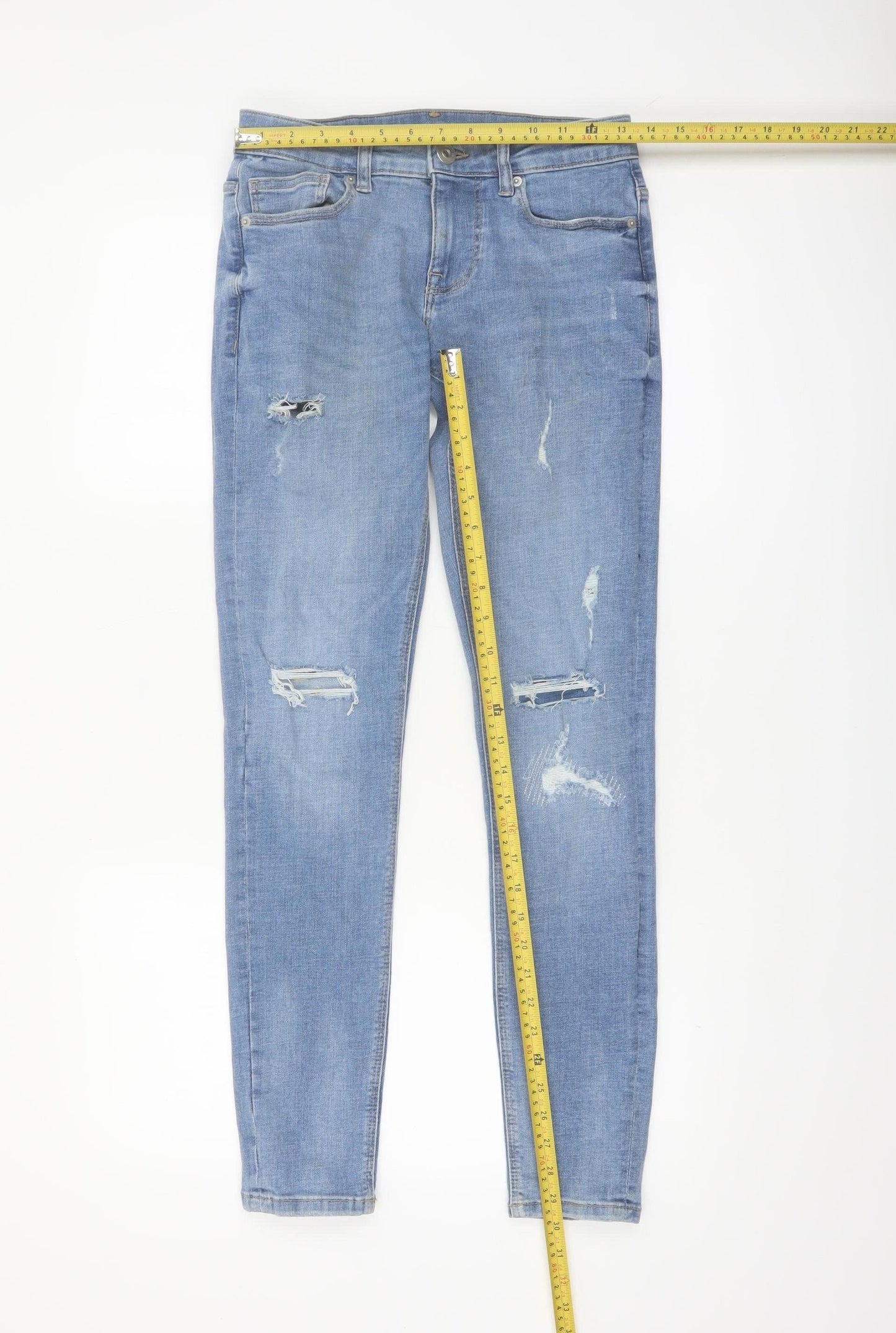 Denim Co Men's Blue Super Skinny Distressed Jeans W28 L32