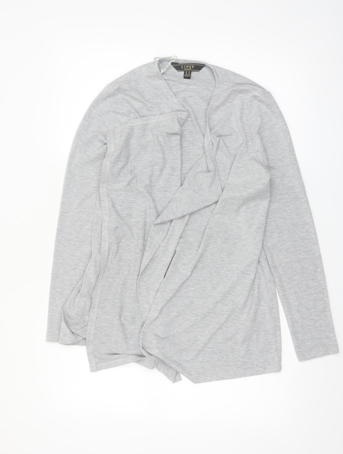 Lipsy Women Grey Open Front Mid-Length Jersey Coatigan UK 14