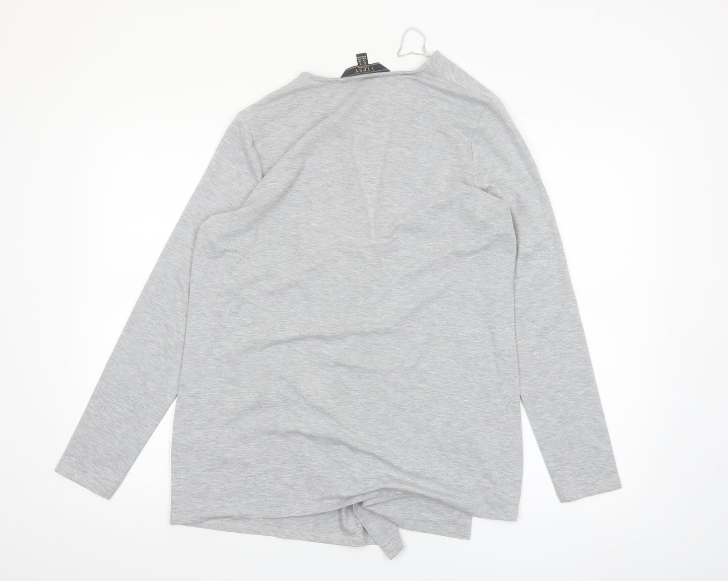 Lipsy Women Grey Open Front Mid-Length Jersey Coatigan UK 14
