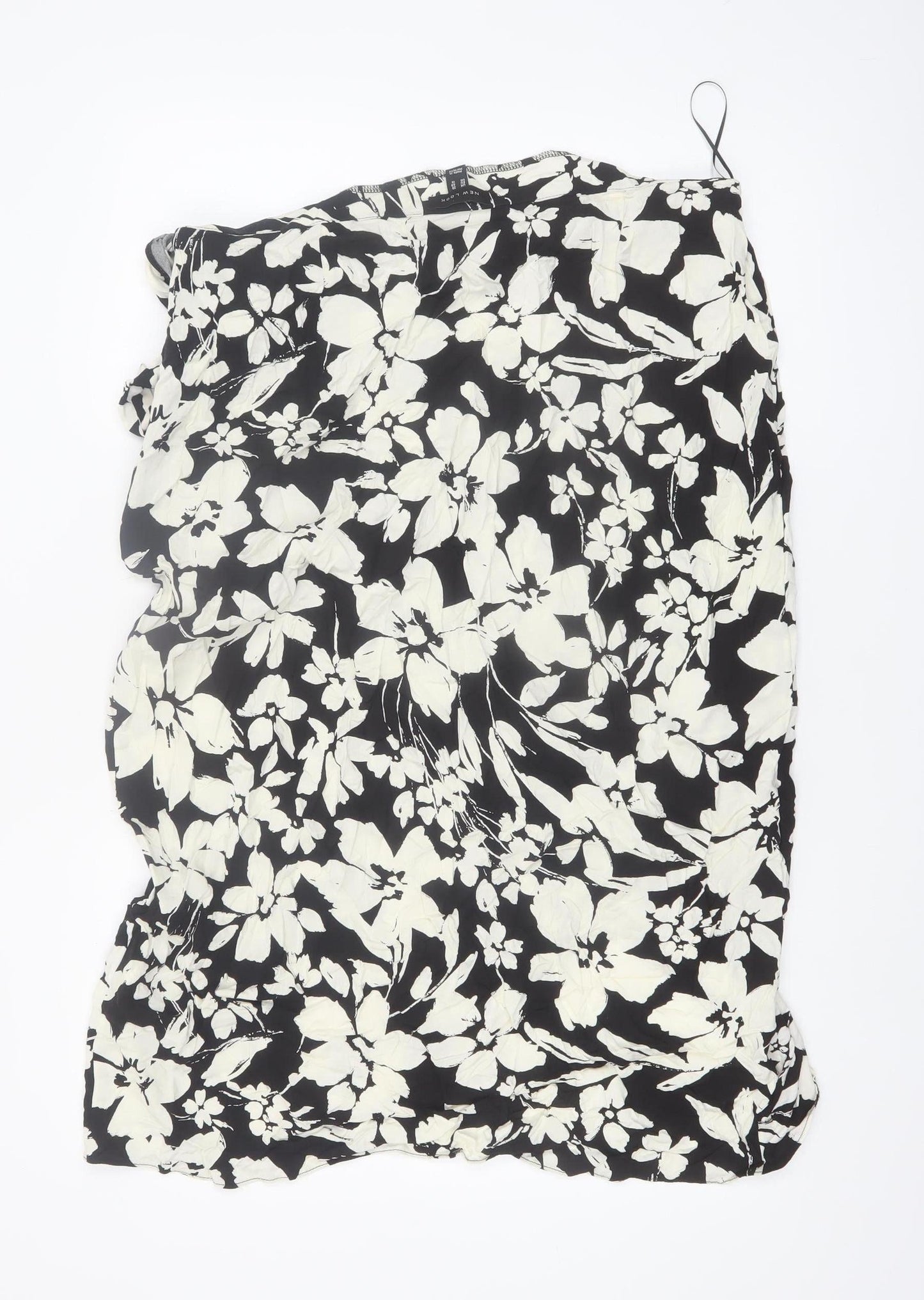 New Look Womens Black Floral Wrap Knee Length Skirt Size 20
