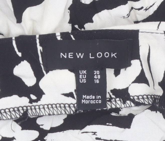 New Look Womens Black Floral Wrap Knee Length Skirt Size 20