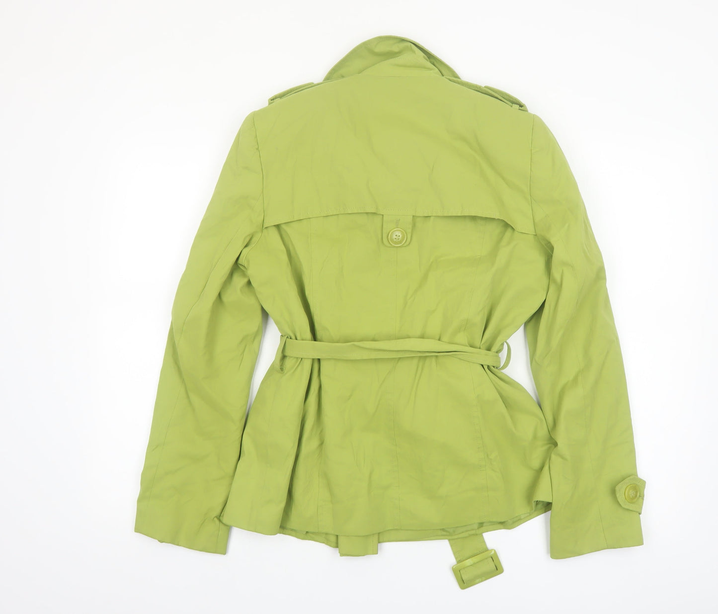 Debenhams Women's Green Belted Trench Coat Size 12 Lightweight