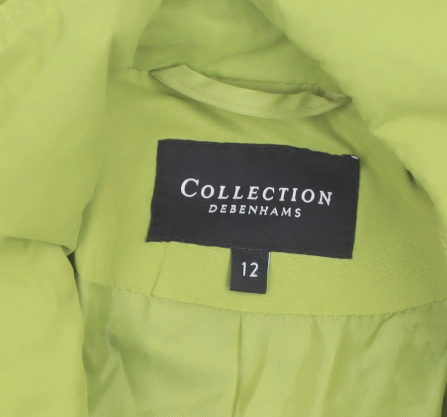 Debenhams Women's Green Belted Trench Coat Size 12 Lightweight