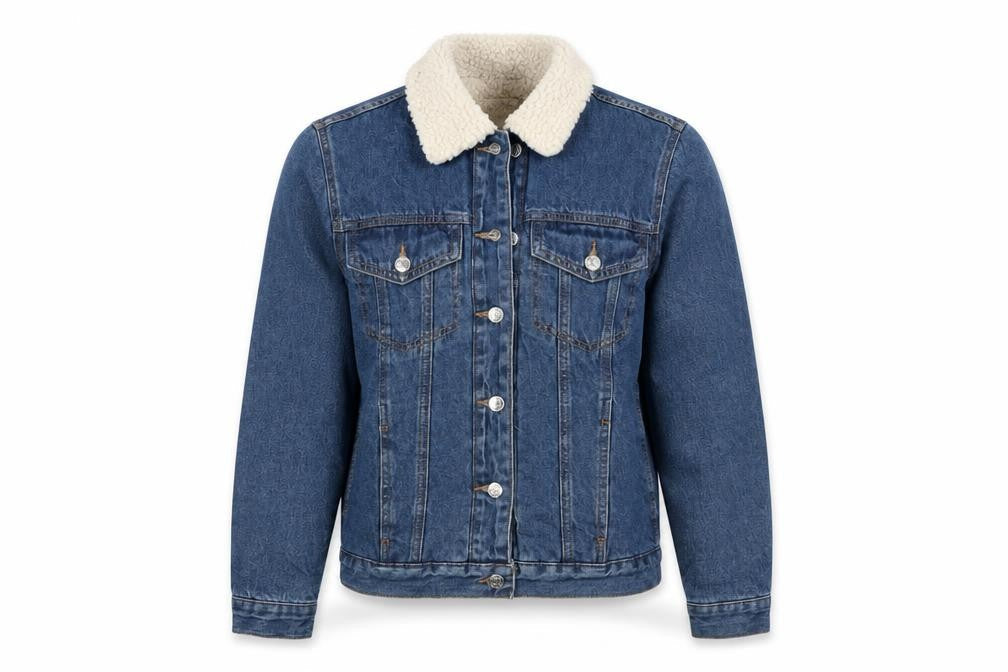 Primark Women Blue Denim Sherpa Lined Jacket Size 8
