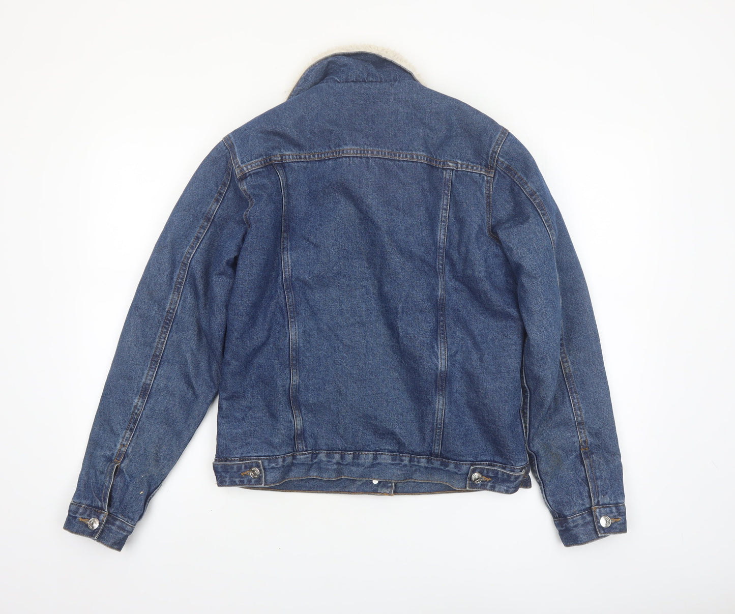 Primark Women Blue Denim Sherpa Lined Jacket Size 8