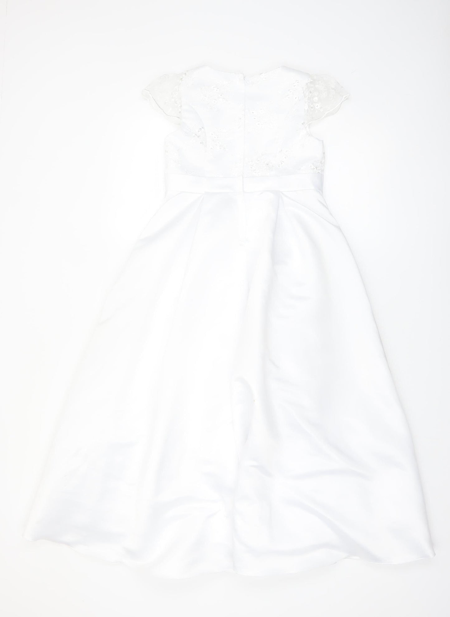 Paul Costelloe Living Girls White A-Line Lace Formal Dress Size 9 Years