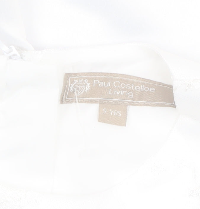 Paul Costelloe Living Girls White A-Line Lace Formal Dress Size 9 Years