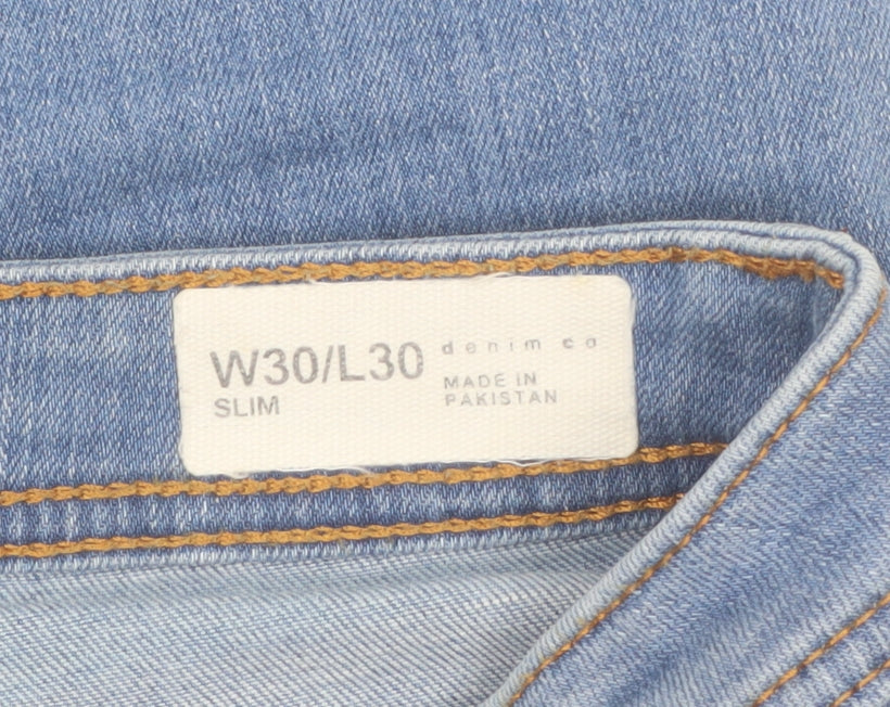 Denim Co Men's Blue Slim Fit Jeans W30 L30 Mid Rise