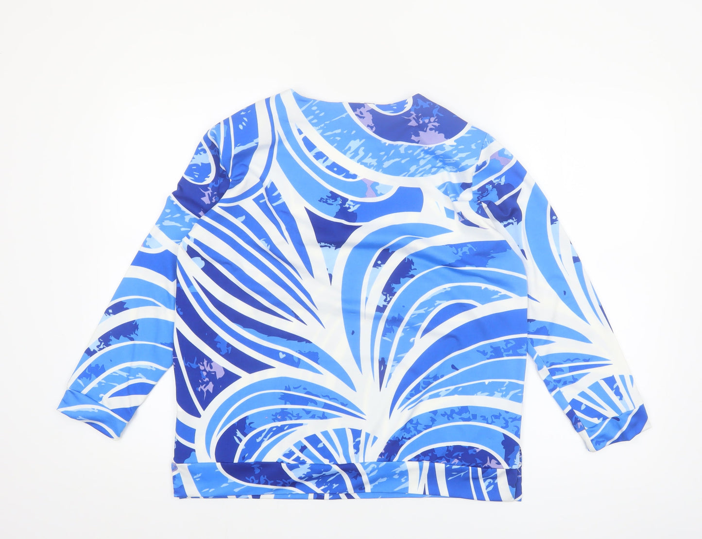 Gerard Women's Blue Geometric V-Neck Long Sleeve Tunic Blouse Size 12